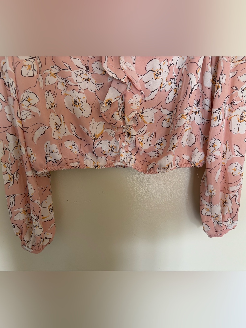 ASTR the label Blush Pink Floral Ruffle Button-Front Blouse - Picture 5 of 7